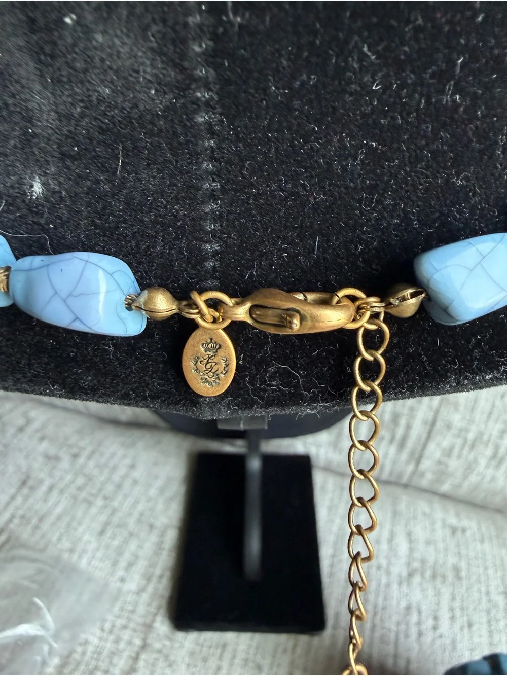 Premier Designs Faux Turquoise Beaded Necklace & Bracelet Set Gold Ring